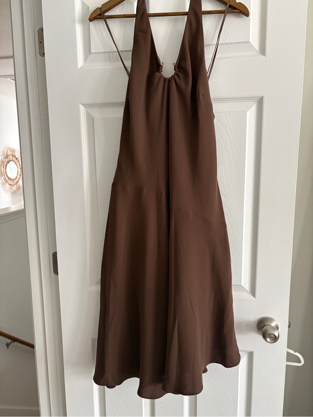 Brown Halter Midi Dress